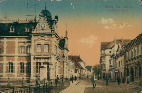 Alte Ansichtskarte Borna, Bahnhofstr., Post (siehe Erhaltung)