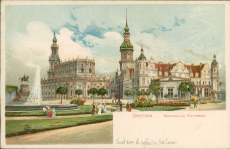 Alte Ansichtskarte Dresden, Schloss und Hofkirche