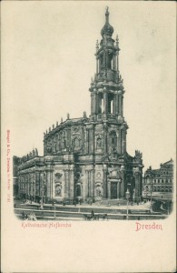 Alte Ansichtskarte Dresden, Katholische Hofkirche (Reliefkarte)