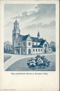 Alte Ansichtskarte Dresden-Cotta, Neue katholische Kirche