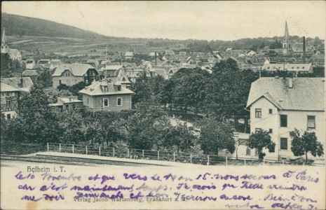 Alte Ansichtskarte Hofheim am Taunus, Teilansicht mit Bahnstrecke