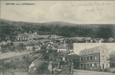 Alte Ansichtskarte Hofheim am Taunus-Lorsbach, Gesamtansicht, Gasthaus zum Lorsbacher Thal
