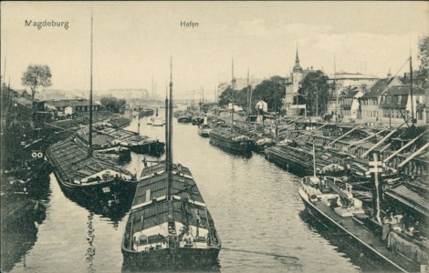 Alte Ansichtskarte Magdeburg, Hafen