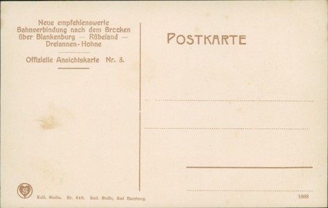 Adressseite der Ansichtskarte Wernigerode-Schierke, Teilansicht mit Kirche