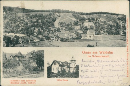 Alte Ansichtskarte Kappelrodeck-Waldulm, Gesamtansicht, Gasthaus zum Rebstock (Besitzer Berth. Huber), Villa Rosa