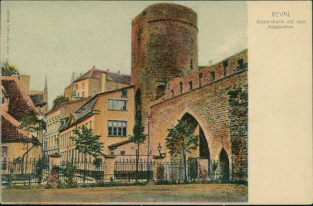 Alte Ansichtskarte Reval / Tallinn, Küsterturm mit dem Klostertor