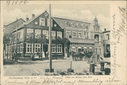 Alte Ansichtskarte Wyk a. Föhr, Hotel zur Börse, Chr. Brix