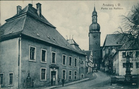 Alte Ansichtskarte Arnsberg, Partie am Rathaus