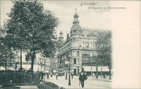 Alte Ansichtskarte Düsseldorf, Königsallee u. Blumenstrasse
