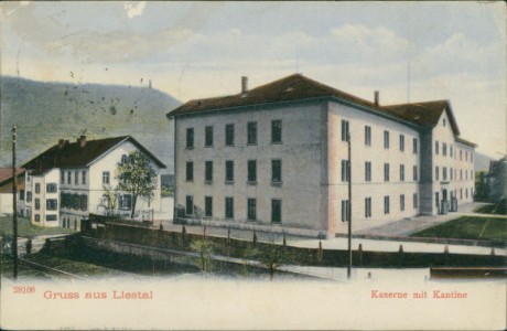 Alte Ansichtskarte Liestal, Kaserne mit Kantine