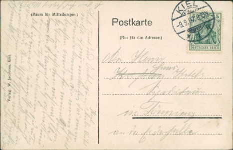 Adressseite der Ansichtskarte Holtenau (Kiel), Leuchtturm