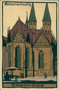 Alte Ansichtskarte Braunschweig, St. Martini-Kirche, Steindruck