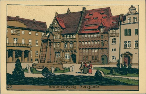 Alte Ansichtskarte Braunschweig, Burgplatz, Steindruck