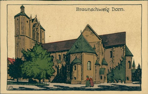 Alte Ansichtskarte Braunschweig, Dom, Steindruck