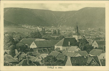 Alte Ansichtskarte Thale, Teilansicht mit Kirche