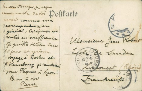 Adressseite der Ansichtskarte Hilden, Mittelstr. & Postamt