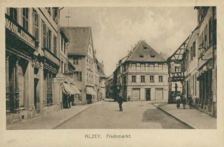 Alte Ansichtskarte Alzey, Fischmarkt