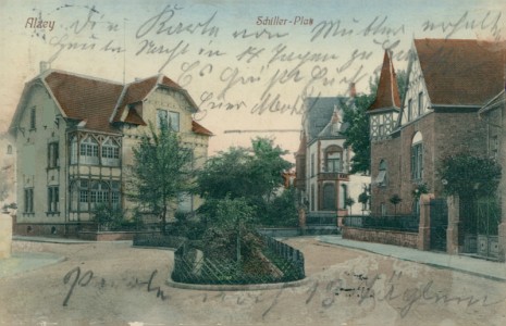 Alte Ansichtskarte Alzey, Schiller-Platz
