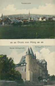 Alte Ansichtskarte Alzey, Totalansicht, Neues Amtsgericht