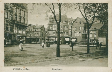 Alte Ansichtskarte Essen-Steele, Grendplatz mit Straßenbahn