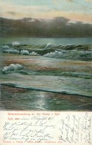 Alte Ansichtskarte Sylt, Meeresbrandung an der Küste v. Sylt