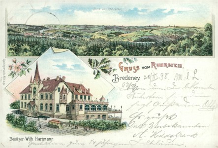 Alte Ansichtskarte Essen-Bredeney, Gruss vom Ruhrstein Bredeney, Besitzer Wilh. Hartmann