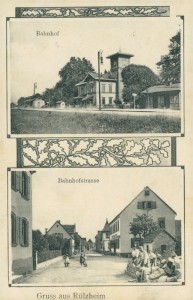Alte Ansichtskarte Rülzheim, Bahnhof, Bahnhofstrasse