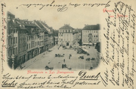 Alte Ansichtskarte Zittau, Marktplatz u. Kgl. Amtsgericht