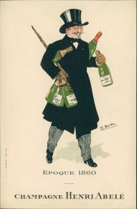 Alte Ansichtskarte Champagne Henri Abelé, Epoque 1860, sign. A. Rapéno (KEINE AK-RÜCKSEITE)