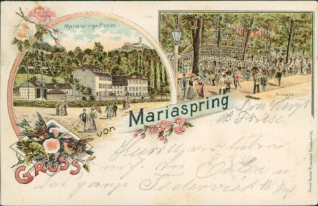 Alte Ansichtskarte Gruss von Mariaspring (Eddigehausen), Mariaspring m. Plesse, Anlagen