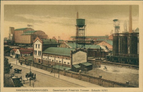 Alte Ansichtskarte Bruckhausen, Gewerkschaft Friedrich Thyssen. Schacht III/VII