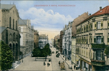 Alte Ansichtskarte Ludwigshafen am Rhein, Bismarckstrasse