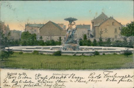 Alte Ansichtskarte Wiesbaden-Biebrich, Galathea-Brunnen