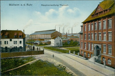 Alte Ansichtskarte Mülheim an der Ruhr, Hauptverwaltung Thyssen