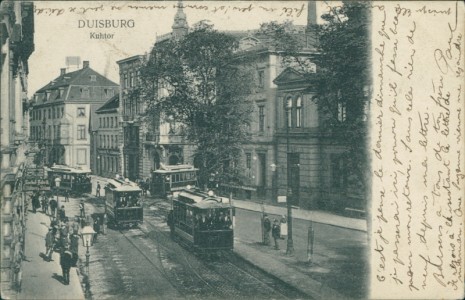 Alte Ansichtskarte Duisburg, Kuhtor mit Straßenbahn