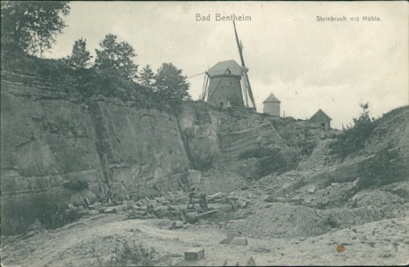 Alte Ansichtskarte Bad Bentheim, Steinbruch mit Mühle, Windmühle