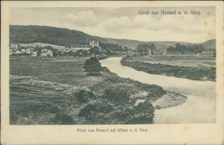 Alte Ansichtskarte Hennef (Sieg), blick von Hennef auf Allner a. d. Sieg