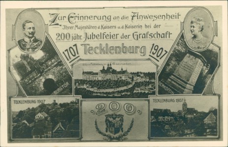 Alte Ansichtskarte Tecklenburg, 200 jähr. Jubelfeier der Grafschaft (FOTO EINER ALTEN ANSICHTSKARTE AUS DEN 1950er JAHREN)