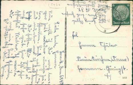 Adressseite der Ansichtskarte Geilenkirchen-Würm, Partie an der Kirche, Partie an der Schule, Bürgermeisteramt, An der Würm