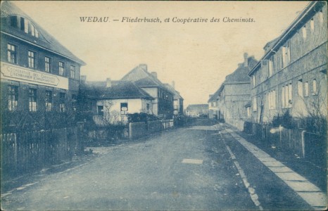 Alte Ansichtskarte Duisburg-Wedau, Fliederbusch, et Coopérative des Cheminots