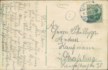 Adressseite der Ansichtskarte Bedburg, Ritter-Akademie, Zugang