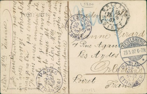 Adressseite der Ansichtskarte Gevelsberg, Elberfelder-Strasse