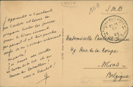 Adressseite der Ansichtskarte Rheinberg, Partie am Kirchplatz