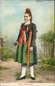 Alte Ansichtskarte Bern (Guggisberg), Frau in Tracht