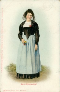 Alte Ansichtskarte Bern (Simmenthal), Frau in Tracht