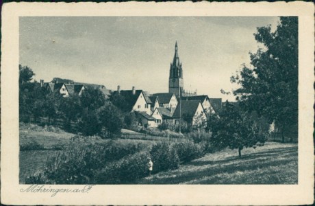 Alte Ansichtskarte Stuttgart-Möhringen, Teilansicht mit Kirche