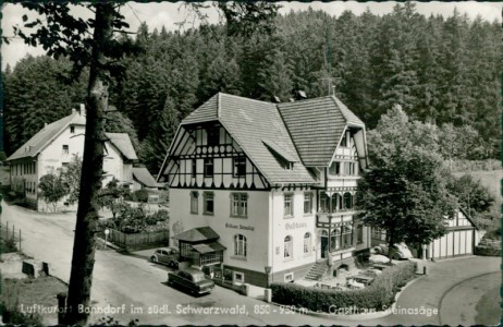 Alte Ansichtskarte Bonndorf im Schwarzwald, Gasthaus Steinasäge, VW Käfer
