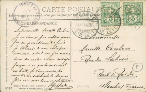 Adressseite der Ansichtskarte Schaffhausen, Hallauer Braut