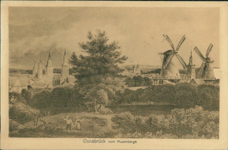 Alte Ansichtskarte Osnabrück, Ansicht vom Musenberge, Windmühle