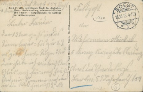 Adressseite der Ansichtskarte Soest, Altdeutsches Haus